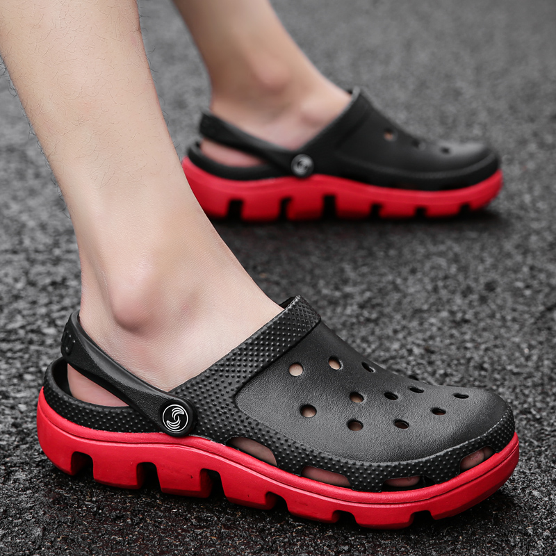 

Big Size 35-47 Croc Men Black Garden Casual Aqua Clogs Hot Male Band Sandals Summer Slides Beach Swimming Shoes
