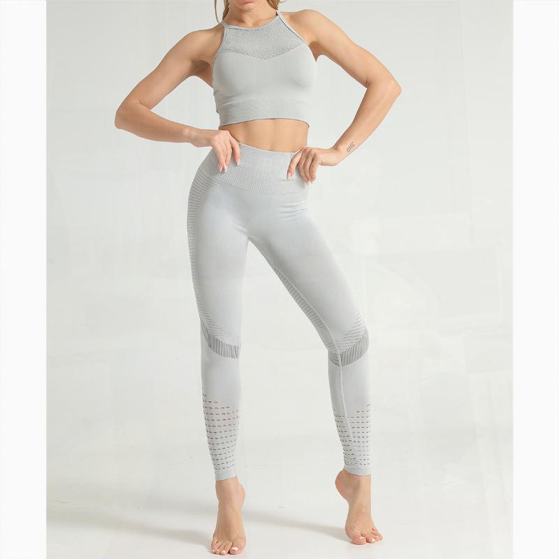 

Gym Outfit Yoga Sets Exercise Fitness Clothing for Women Sportwear 2 Piece Set Licras Deportivas Mujer Larga Workout Clothes, Black