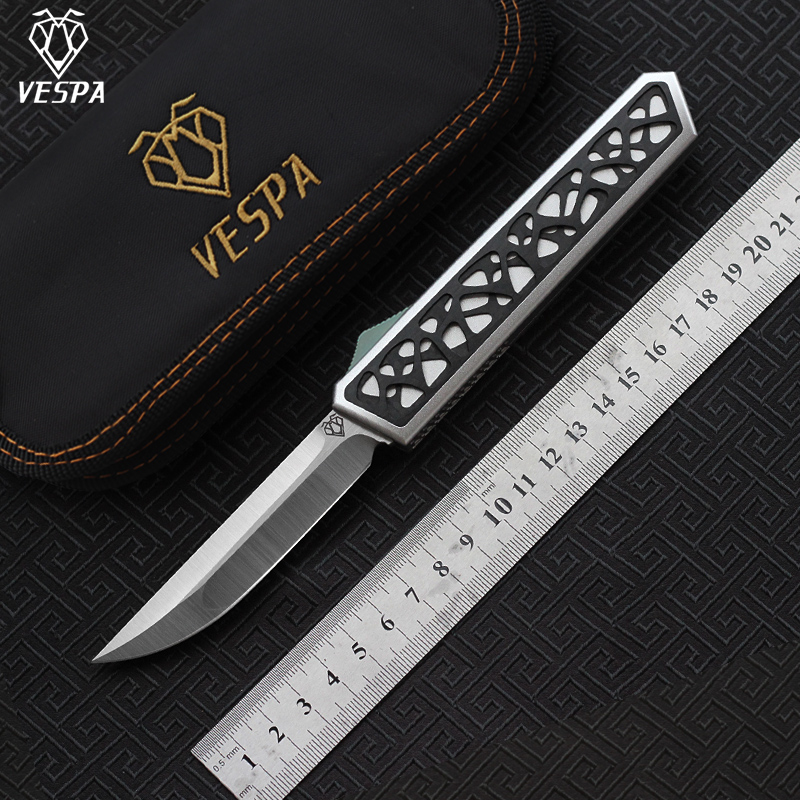 

High quality VESPA Dark star folding Knife Blade:M390(Satin) Handle:7075Aluminum + CF,Outdoor camping survival knives EDC tools