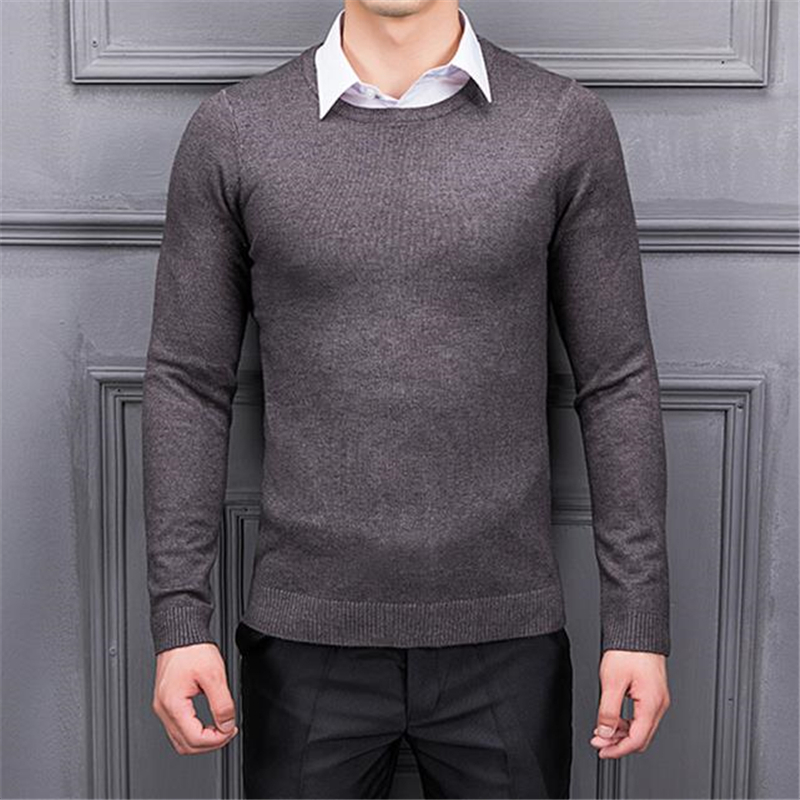 

Sweater Men Autumn Winter Warm Mens Knitted Wool Sweaters O-neck Pull Homme Cotton Pullover Men Knitwear Sweater Autumn, Brown