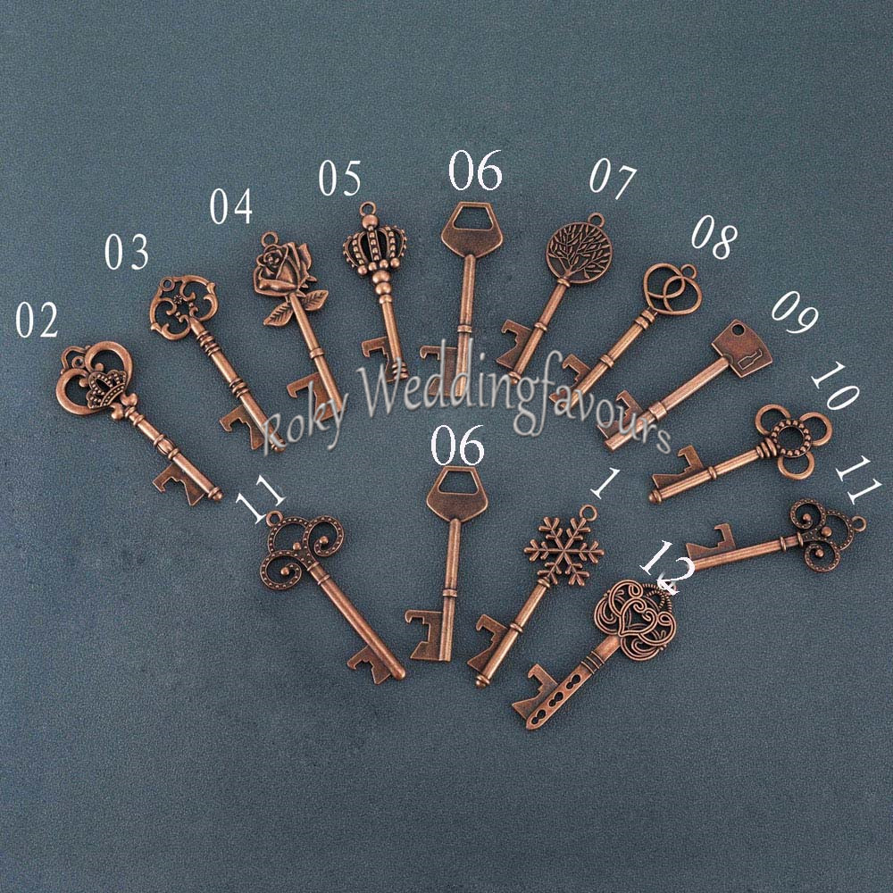 

50PCS Vintage Skeleton Key Bottle Opener Favors Pandent Event Birthday Giveaways Party Package DIY Supplies Ideas