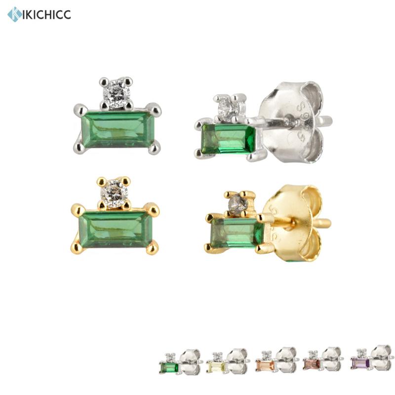 

Other Kikichicc 925 Sterling Silver 10 Color Green Stud Earring Mini Women CZ Zircon Fashion Jewelry For 2021 Party