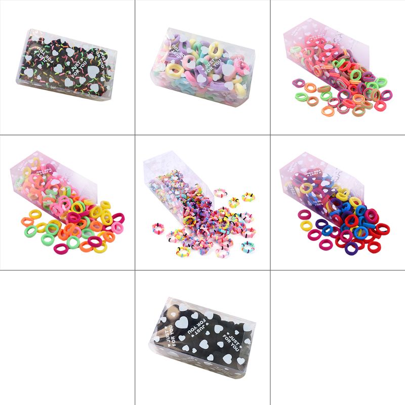 

100Pcs Colorful Elastic No Crease Hair Tie Seamless Towel Small Rubber Band Rope, White