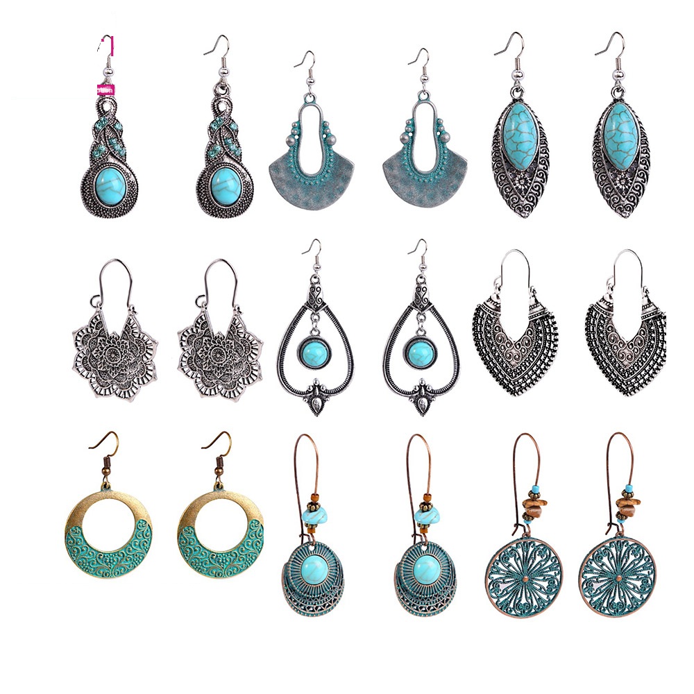 

Dangle & Chandelier Bohemian Turquoises Beads Earrings Big Star Circle Drop Tassel Earring for Women Party Jewelry Accessories Drop Dangle Earrings SilverPlated