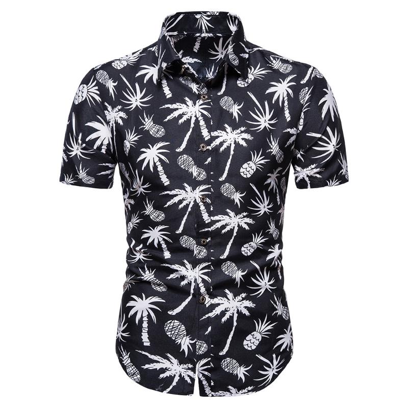 

Shirt Men's Summer Casual Fashion Printed Short-Sleeved Shirt Stylish And Comfortable Button Tops Loose Fashion Men Beach Top 45, White