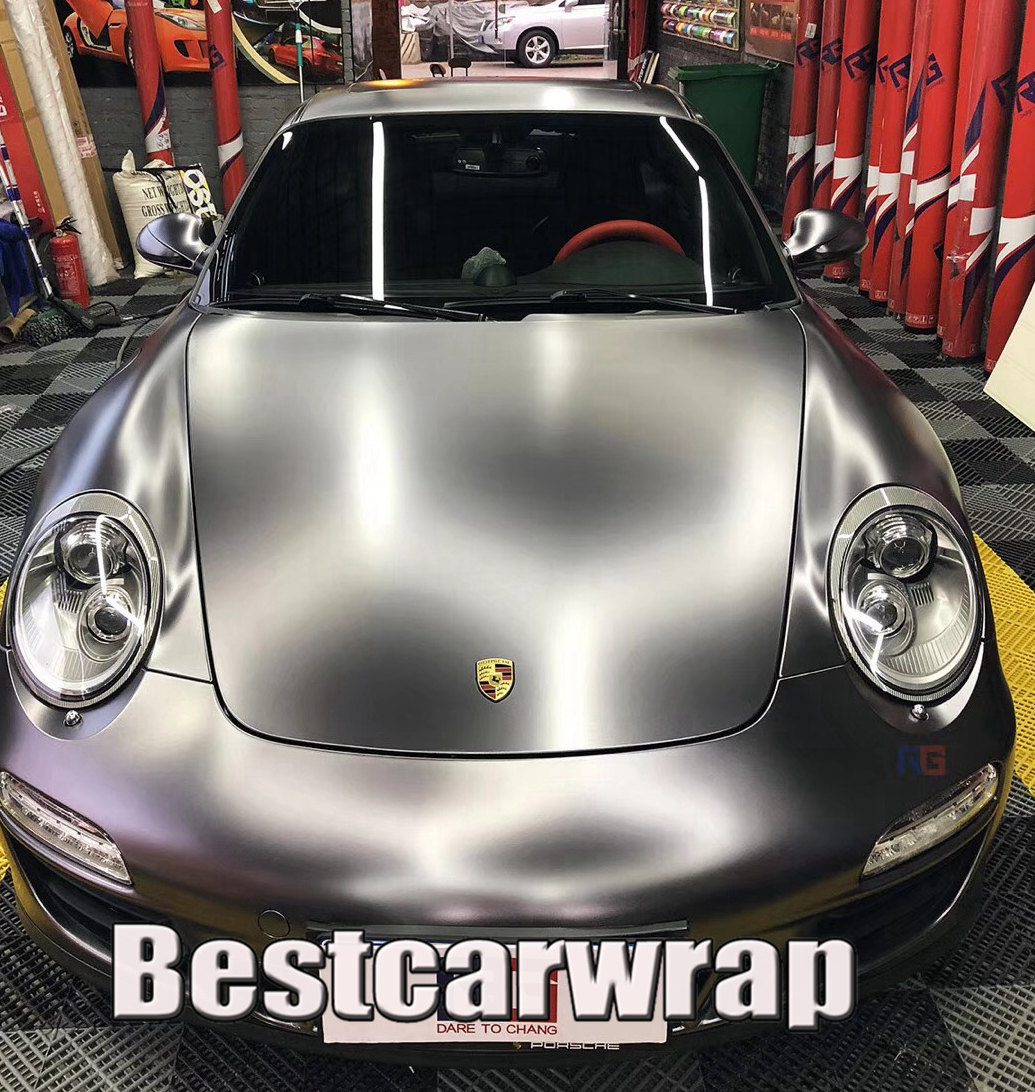 

Satin metallic Gray Vinyl wrap for Whole car wrap covering foil Air bubble Free Luxury quality like 3M 1.52x20m 5x67ft