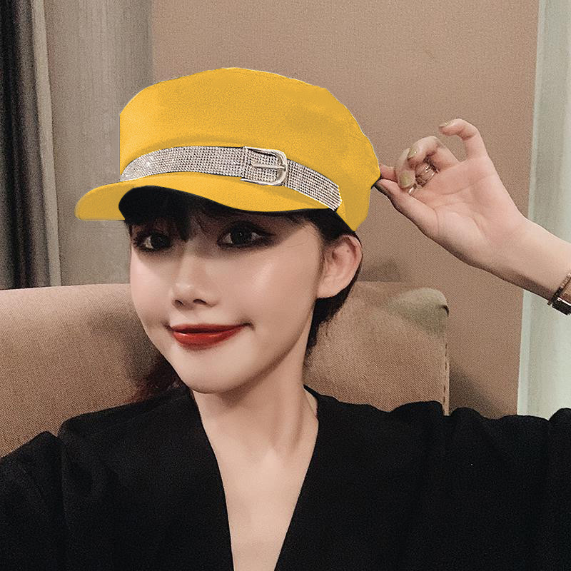 

Womens Hats Woman Sequins Fashion Ladies Octagonal Hat Cap Casual Street Wear Flat Cap Elegant Hat Bigsweety, Yellow