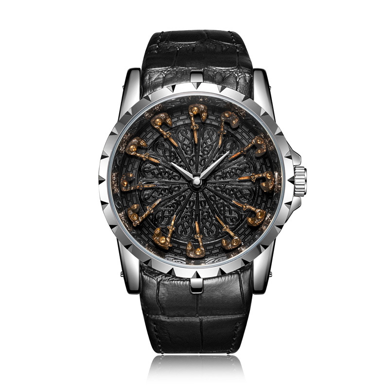 

ONOLA brand unique quartz watch man luxury rose gold leather cool gift for man watch fashion casual waterproof Relogio Masculino, Black