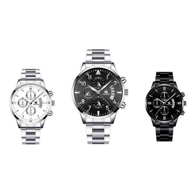 

SHAARMS Men Military Sport Watch Luxury Stainless Steel Band Quartz Watches Fashion Business Wristwatch Relogio Masculino SA6060 LY191226, Mix