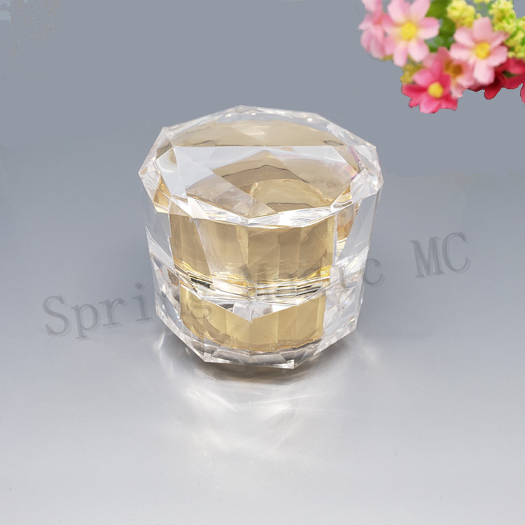 

50PCS 50G Empty Cream Jar Plastic Acrylic Refillable Bottles Gold Bird's Nest Diamond Pot Travel Face Lotion Cosmetic Container