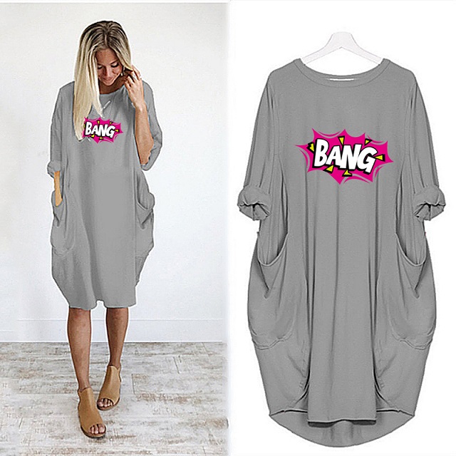 

Fashion Dresses for Women 2020 New Arrival Solid Color Womens Casual Knee-length Dresses Brand Letter Printed Women Summer Dress, Green