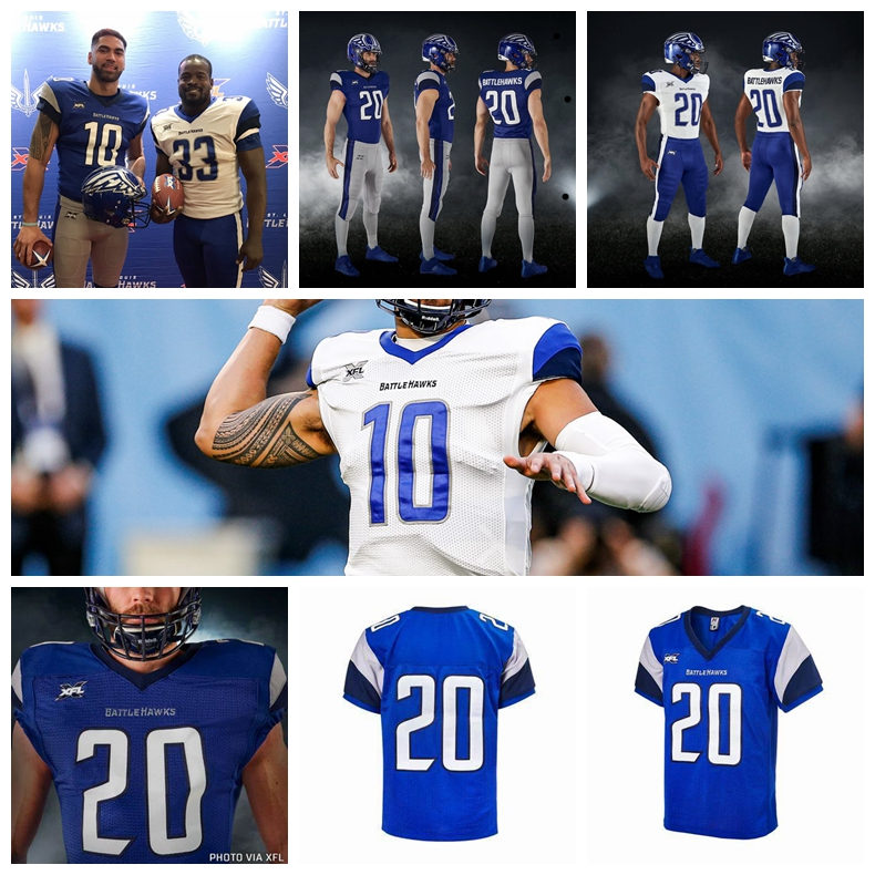 XFL BattleHawks Jerseys Ray Lawry Jersey Matt Jones Taylor Heinicke Keith Ford Jake Payne 2020 New Mens Football Jerseys Custom Stitched