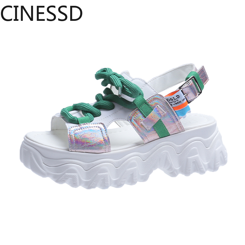 

2020 summer white shoes increased fashion sandals women's muffins women shoes, Pink