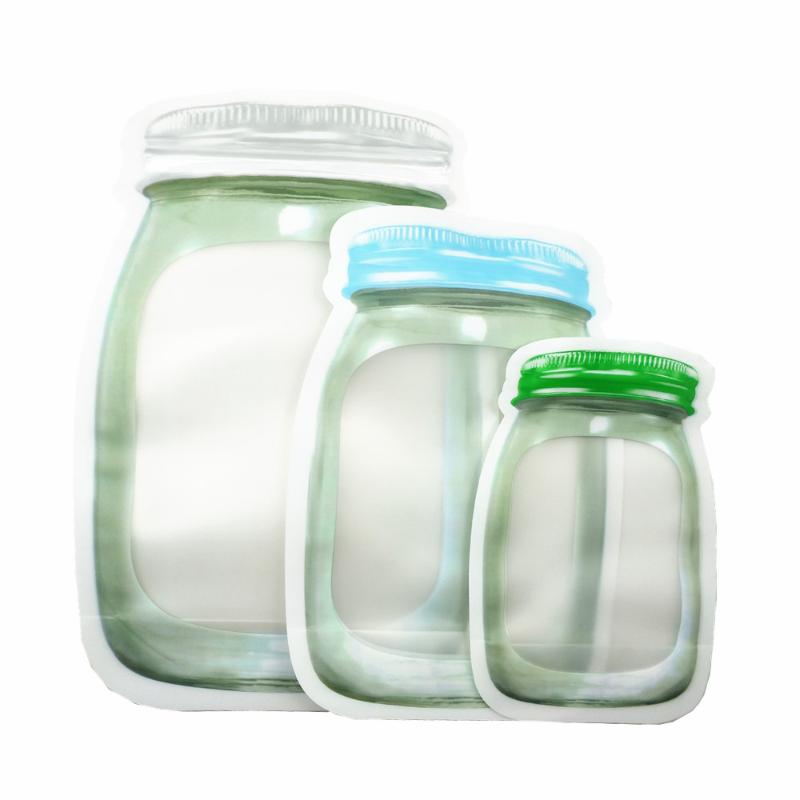 

DHL Stand Up Reclosable Mason Jar Bags Self Seal Packing Mason Jar Bottle Shaped Plastic Pouches Snack Nuts Storage Bag