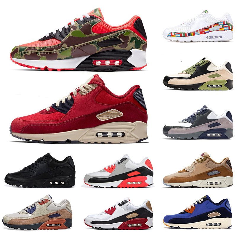 

Newest 90 Running Shoes Mens Sneakers Triple Black White Camo Lahar Escape Premium Bred Infrared Game Royal CNY Womens Trainers Sports, Lahar escape1 40-45