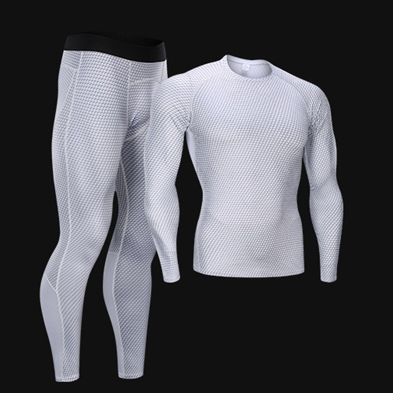 

Men' Running Set Compression Clothing New Gym T shirt Men Sport Undershirt Leggings rashguard jiu jitsu White Sport Suit, Sports suit 5