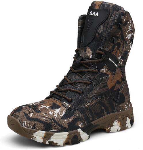 

Men's high camouflage waterproof combat boots antiskid military boots tactical boots fitness Training Sneakers yakuda local online store, Black