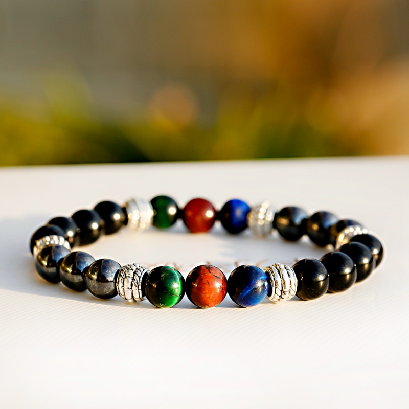 

OIQUEI Classic Natural Stone Bracelet Men Handmade Black Hematite Tiger Eye Stone Charms Beaded Bracelets For Women Pulseras