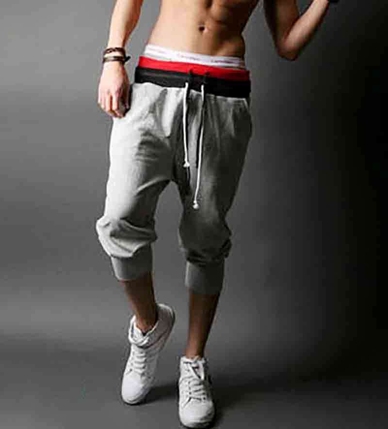 

men capris casual fashion pure color capris lightweight drawstring loose relaxed sports shorts cotton blend size m-xxl, White;black