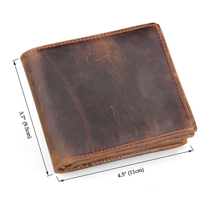 

2018 New Genuine Leather Mens Designer luxury Retro Bifold wallet short Cowhide Coin Purse Card Holder Money Clips Slim Vintage Design Purse, Customize