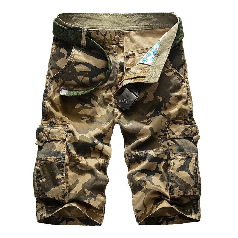 

Men's Shorts Camouflage Printing Tooling Summer Mult Pocket Loose Casual Five Point Pants, Green