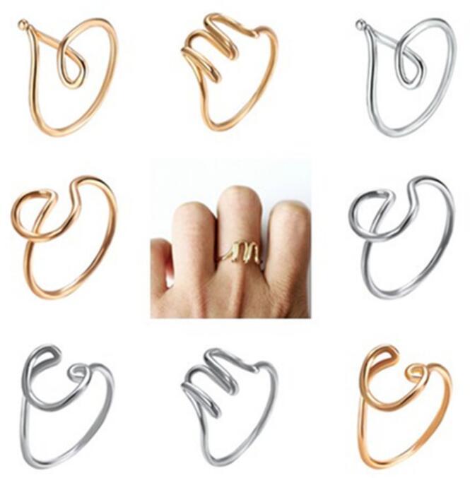 

26 A-Z English Letter Initial Rings Hand-wound Alphabet Ring Simple Open Adjustable Ring Lady's Rose Gold Monogrammed Ring