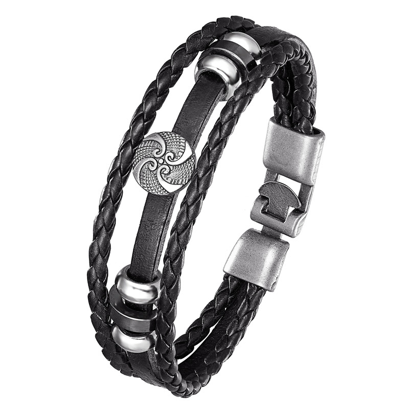 

Fashion Leather Bracelet Multi-layer Bracelet Men's Retro Punk Rock Woman Alloy Pearl Nautical Jewellery
