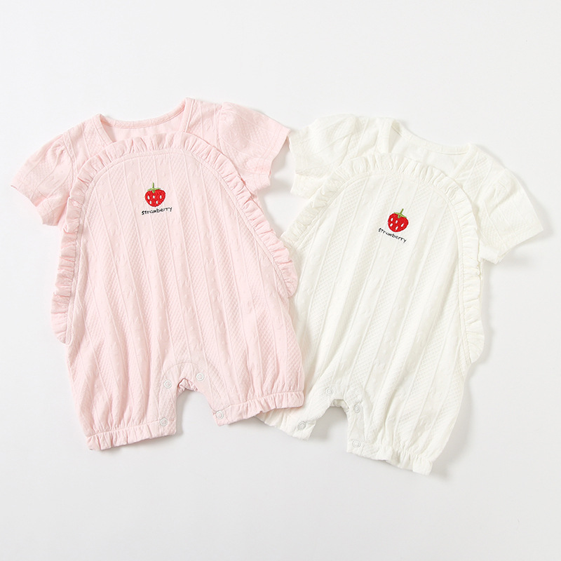 

2020 Baby Girls Strawberry Print Romper, Pink