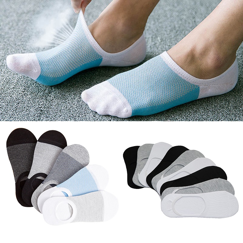 

6pcs 3pair Summer Mesh Breathable Short Socks Non-slip Silicone Socks Men's No Show Invisible Boat Ankle for Mens Male, 3pair color 7