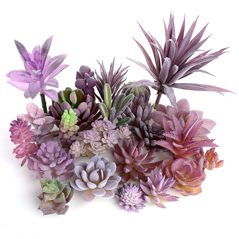 

Charming Accessories Flocking DIY Mini Plant Plastic 1pc New Bridal Bouquet Fashion Purple Succulents Flower wall Floral, 38