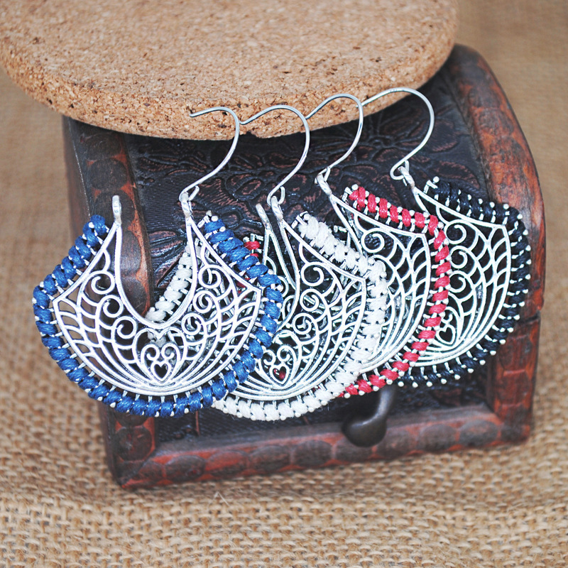 

Tao hipster nostalgic rope hollow earrings geometric alloy female ear buckle
