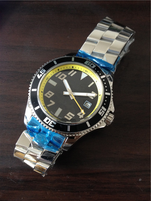 

Top quality luxury watch man sport watch mechanical automatic watches stainless steel wristwatch black dial 255, Blue rim