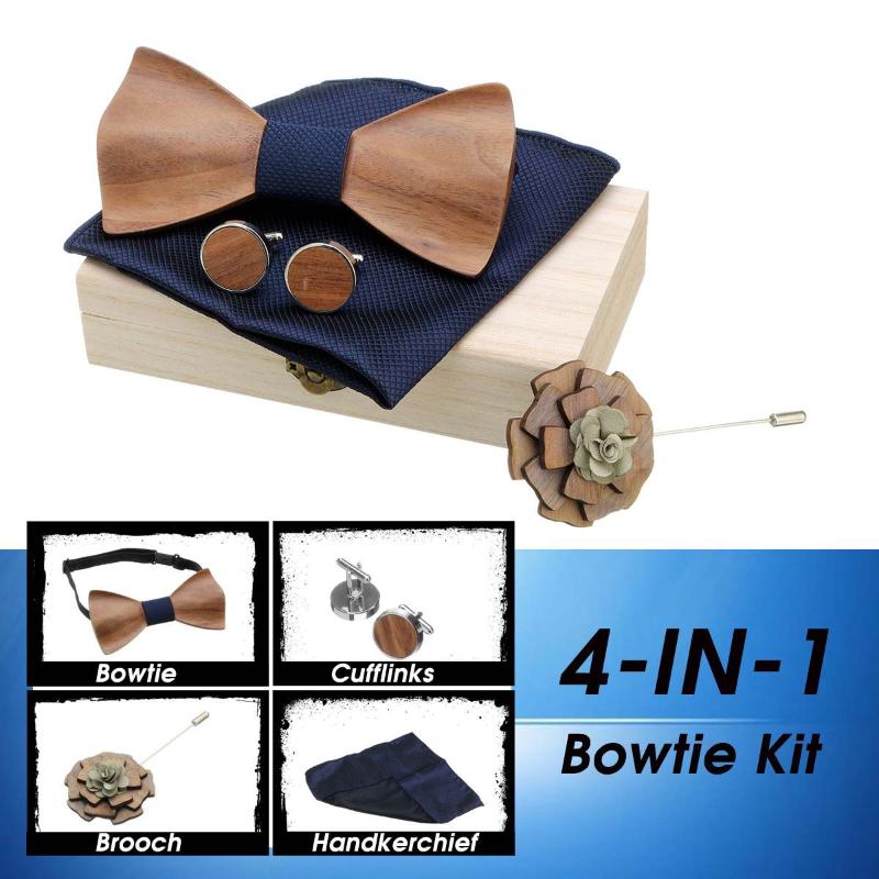 

Fashion Wooden Bow Tie For Men Wood Bowtie Cufflinks Set Retro Wooden Neck Ties Adjustable Strap Vintage Bowtie Gravata Corbatas