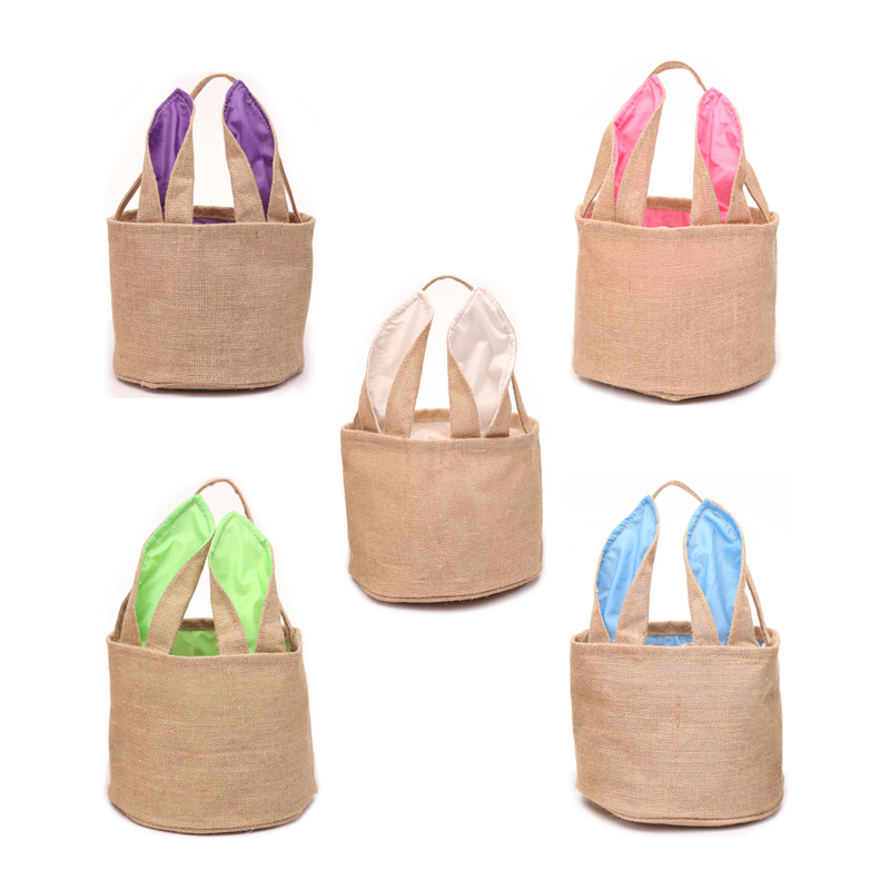 

DIY Easter Egg Basket Cartoon Rabbit Ears Bunny Basket Easter Jute Canvas Party Festival Gift Bag Portable Baskets Candy Tote Bags A122101, #1-#5 pls choose colors and remarks