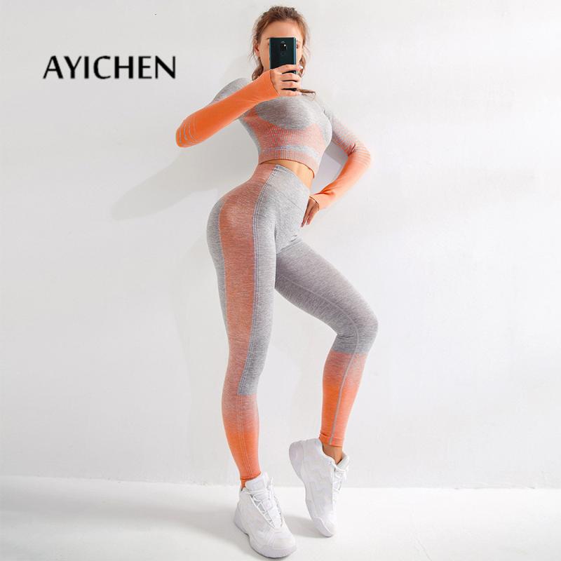 

Yoga Sets Fitness Sports Set Women Sports Suit GYM Clothes Long Sleeve Shirts High Waist Running Leggings Workout Pants Winter, H999w