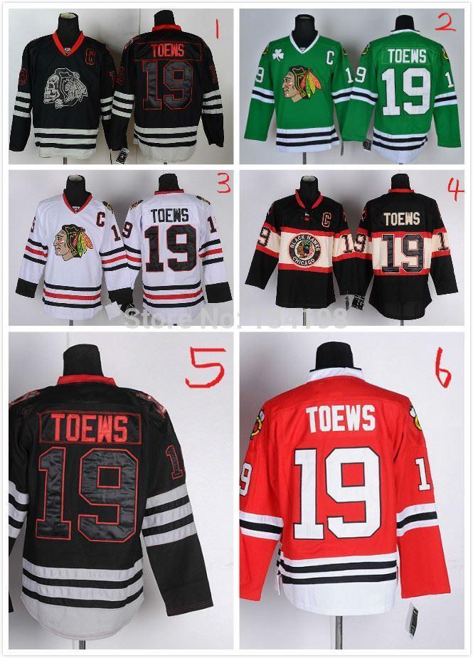 

Authentic Chicago Blackhawks Jerseys #19 Jonathan Toews Ice Hockey Jersey Stitched and Sewn, Black;red