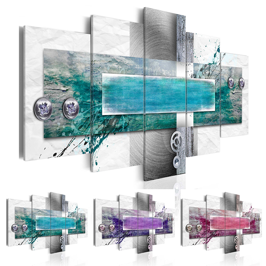 5PCS/Set Abstract Metal Texture Watercolor Art Print Frameless Canvas Painting Wall Picture Home Decoration No Frame,Choose Color(blue,purpl-image-449321715