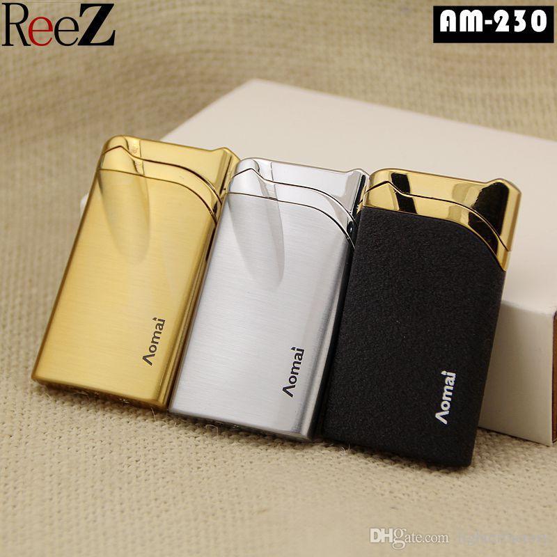 

New Arrival Genuine Aomai Compact Jet Butane Lighter Torch Pipe Bevel Straight Metal Lighter Can Custom Logo