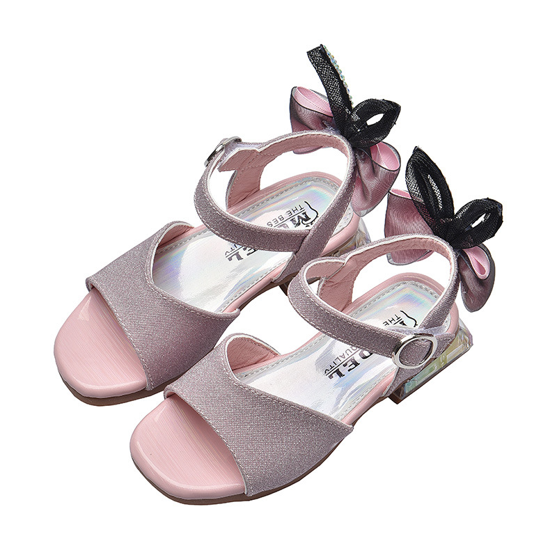 

Summer girls sandals for children casual shoes kids girl princess leather sandals fashion girls ear outdoor shoes, Black