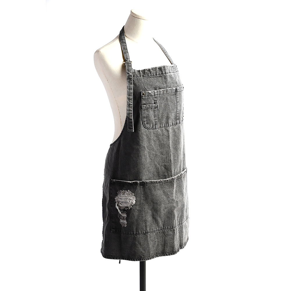 

Fashionable Cotton Denim Baking Apron Work Clothing Adjustable Strap Adult Home Apron For Cafes Lounge Bars And Kitchens