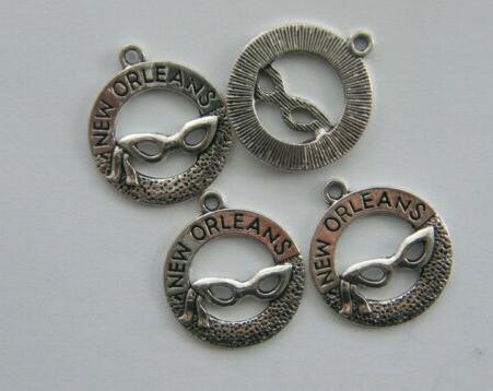 

100pcs Exquisite NEW ORLEANS MASK Charms Pendants 25*28mm Antique Silver Bag Accessories Craft Jewelry Earring Bracelet Necklace