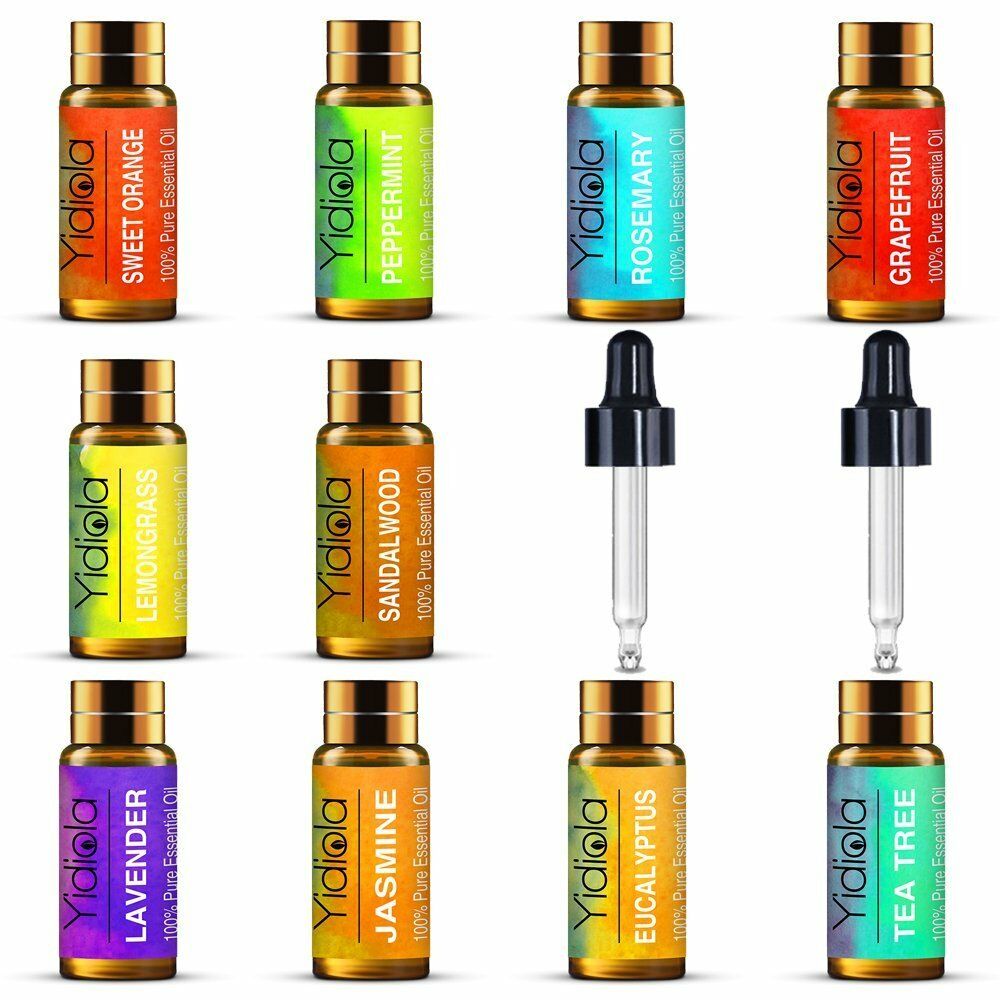 

US Warehouse Yidiola 5ML 10Pcs Pure Essential Oils Set With Gift Box Lavender Tea Tree Sandalwood Jasmine Diffuser Massage Aromatherapy Oil