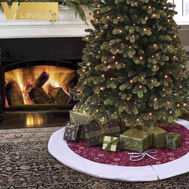 

Snowflake Christmas Tree Skirt 122cm Velvet Merry Christmas Tree Carpet Xmas Decoration for Home New Year Party Supplies