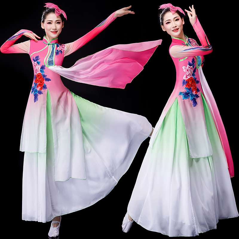 

Classical dance costumes female elegant 2019 new spring and summer Chinese style national square fan dance umbrella costum, Photo color