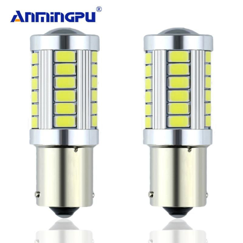 

ANMINGPU 2PCS Car Light Signal Lamp 1156 BA15s P21W Led Led Turn Brake Light Tail Lamp 33SMD 5730 Auto Rear Reverse Bulb r5w, As pic