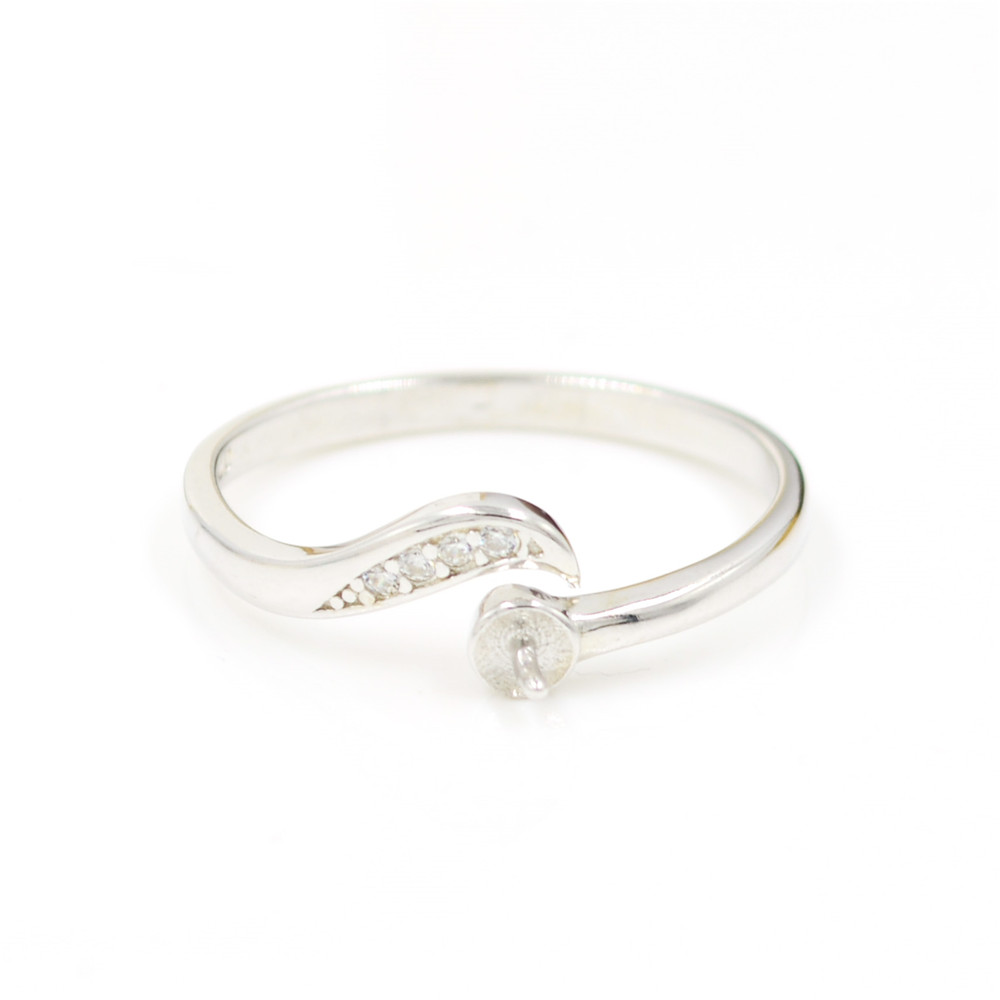 

Real solid sterling silver women's pearl ring mount fashion S925 DIY jewelry wedding party birthday ring wholesale for women JZT003