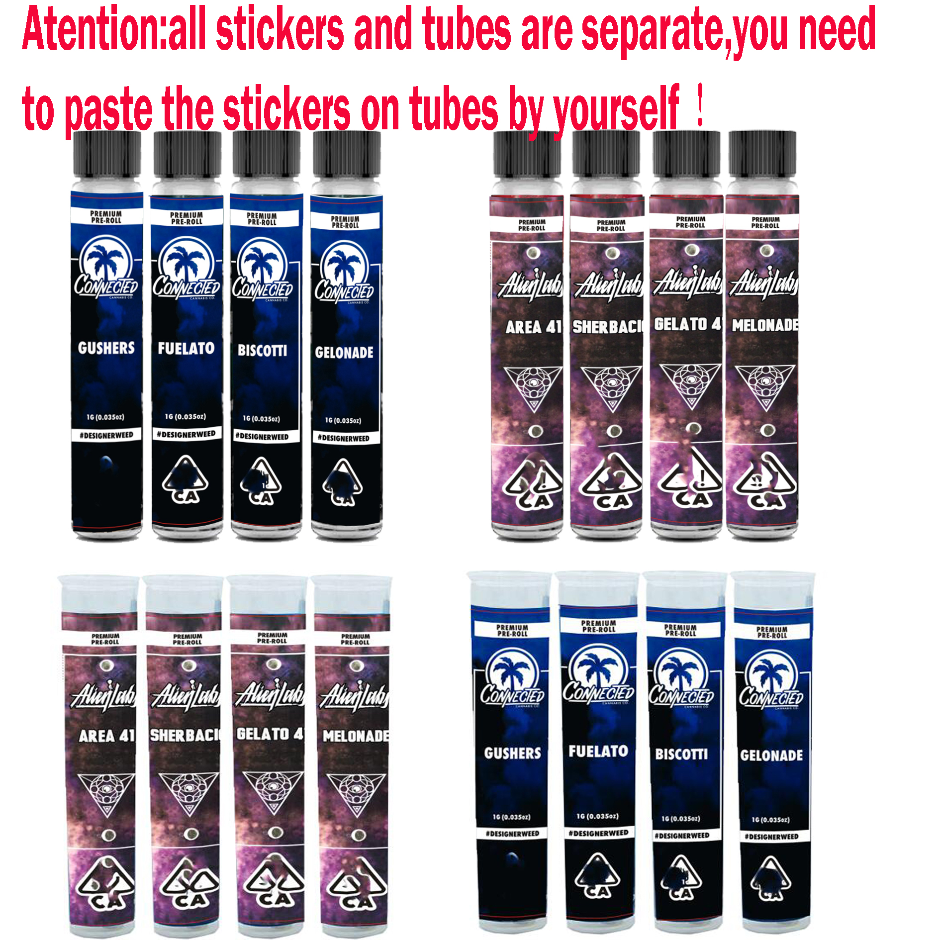 

EMPTY Connected Alienlabs Premium Pre-roll Glass / plastic Tubes Packaging Rolls Tube King Size Preroll Joint Tubes 5