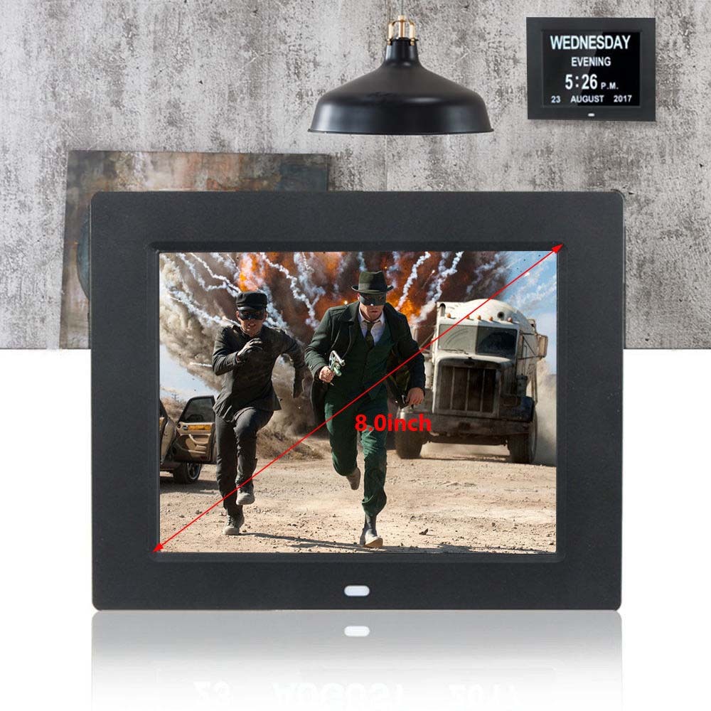 

US/AU/UK/EU Plug 8-inch Clocks Electronic LED Digital Calendar Alarm Clock with Large LED Screen Display Letter Week/Month/Year