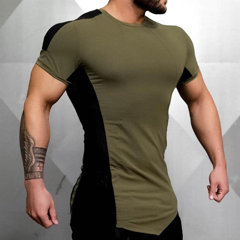 Hot Sale New Mens Tight Fitting Short Sleeved T Shirt Fitness