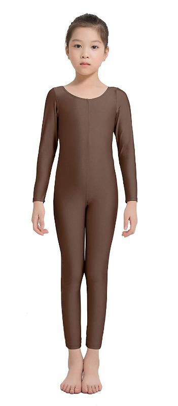 

Girls Kids Long Sleeve Spandex One Piece Dance Unitard Wearing alone or layering under costumes for performances, Black